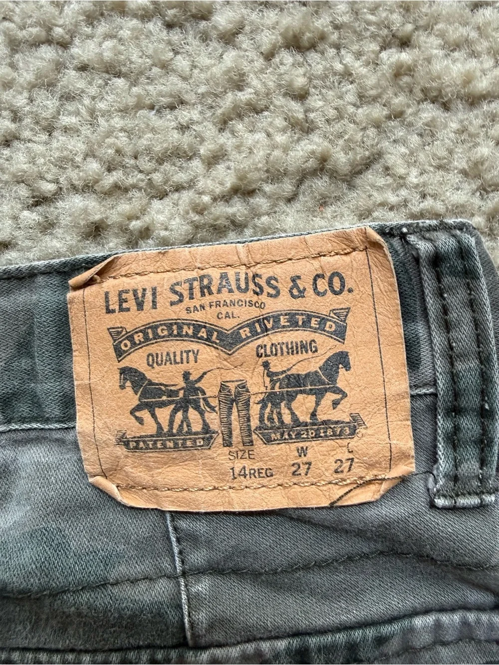 Levi’s 505 Gray Camo Cargo Pants 27x27 Size 14 Regular Y2K Utility